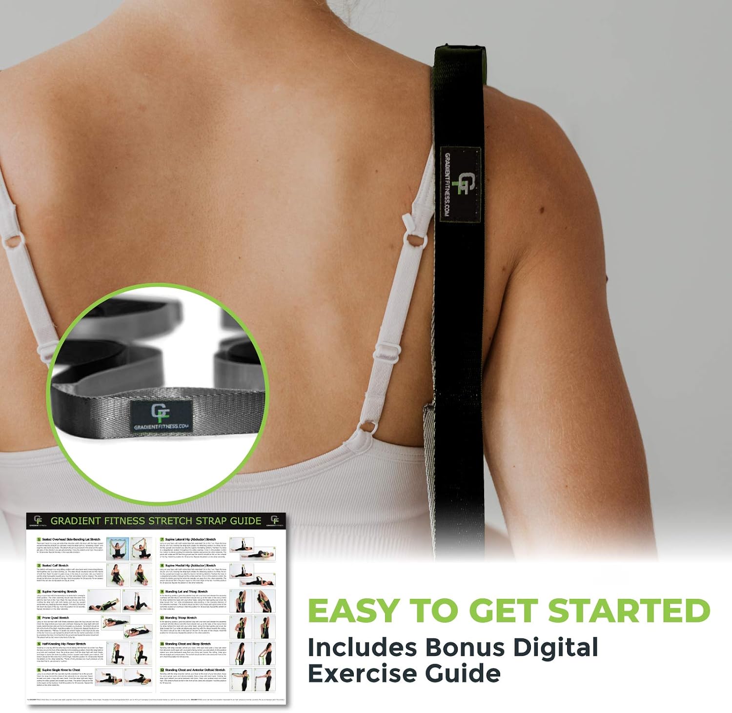 Stretching Strap for Physical Therapy, 12 Multi-Loop Stretch Strap 1" W x 8' L, Neoprene Handles, Physical Therapy Equipment, Yoga Straps for Stretching, Leg Stretcher. - view 7