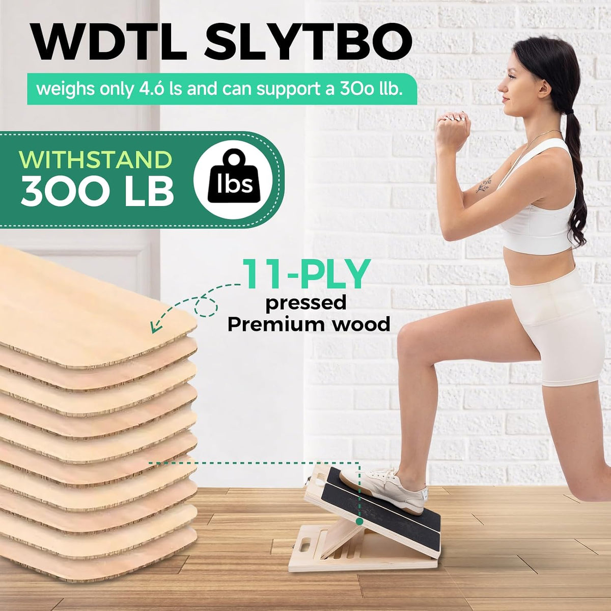 Slant board for calf stretching, 5 angle portable adjustable calf wooden stretch board with training poster, 300lb weight capacity for ankle heel feet leg knees physical therapy equipment - view 3