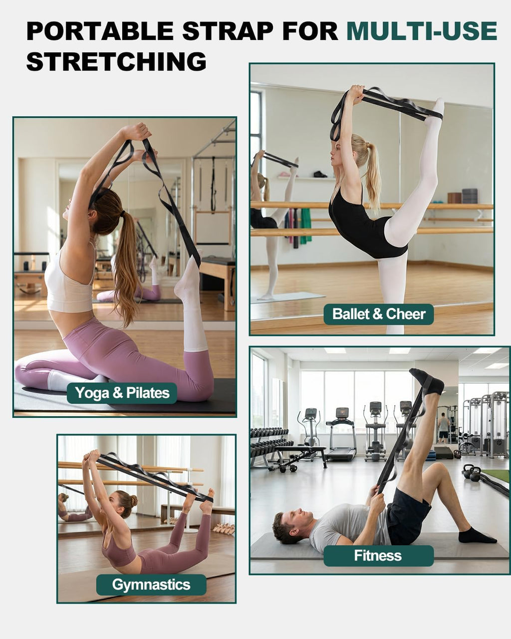 Non-Elastic Stretching Strap with Loops for Physical Therapy & Rehab, Knee Hip Leg ROM Post-Surgery, Yoga Strap for Stretching, Leg Lifter Strap Mobility Aid, Hamstring Calf Back - view 7