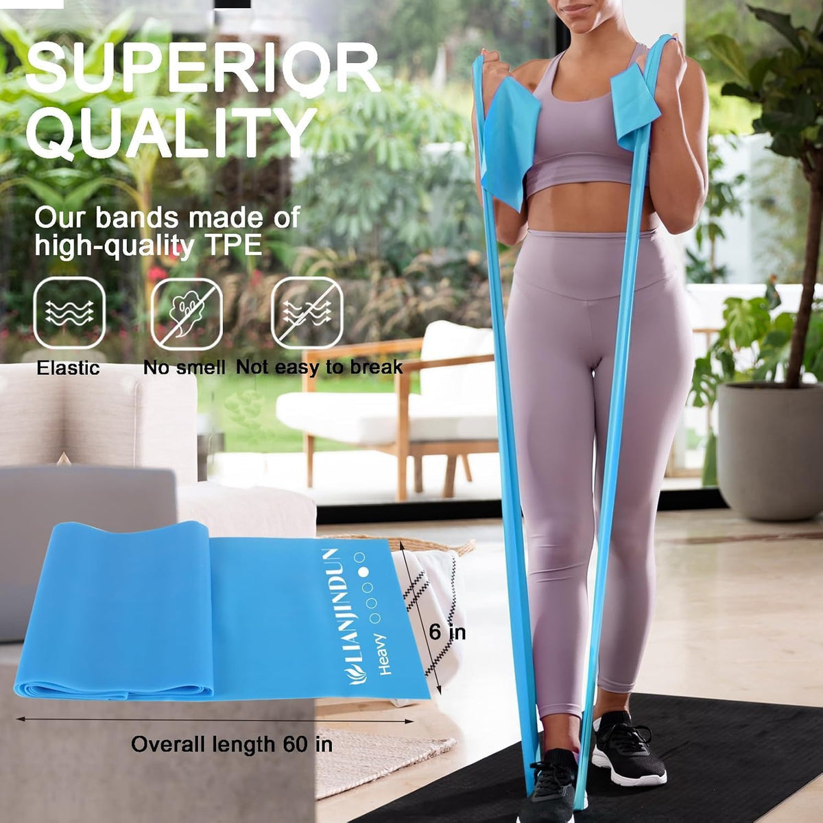 Resistance bands for working out, physical therapy, exercise, pilates, yoga | latex-free stretch bands for women or men, elastic exercise bands set for stretching, fitness, rehab, workout, gym and home - view 4