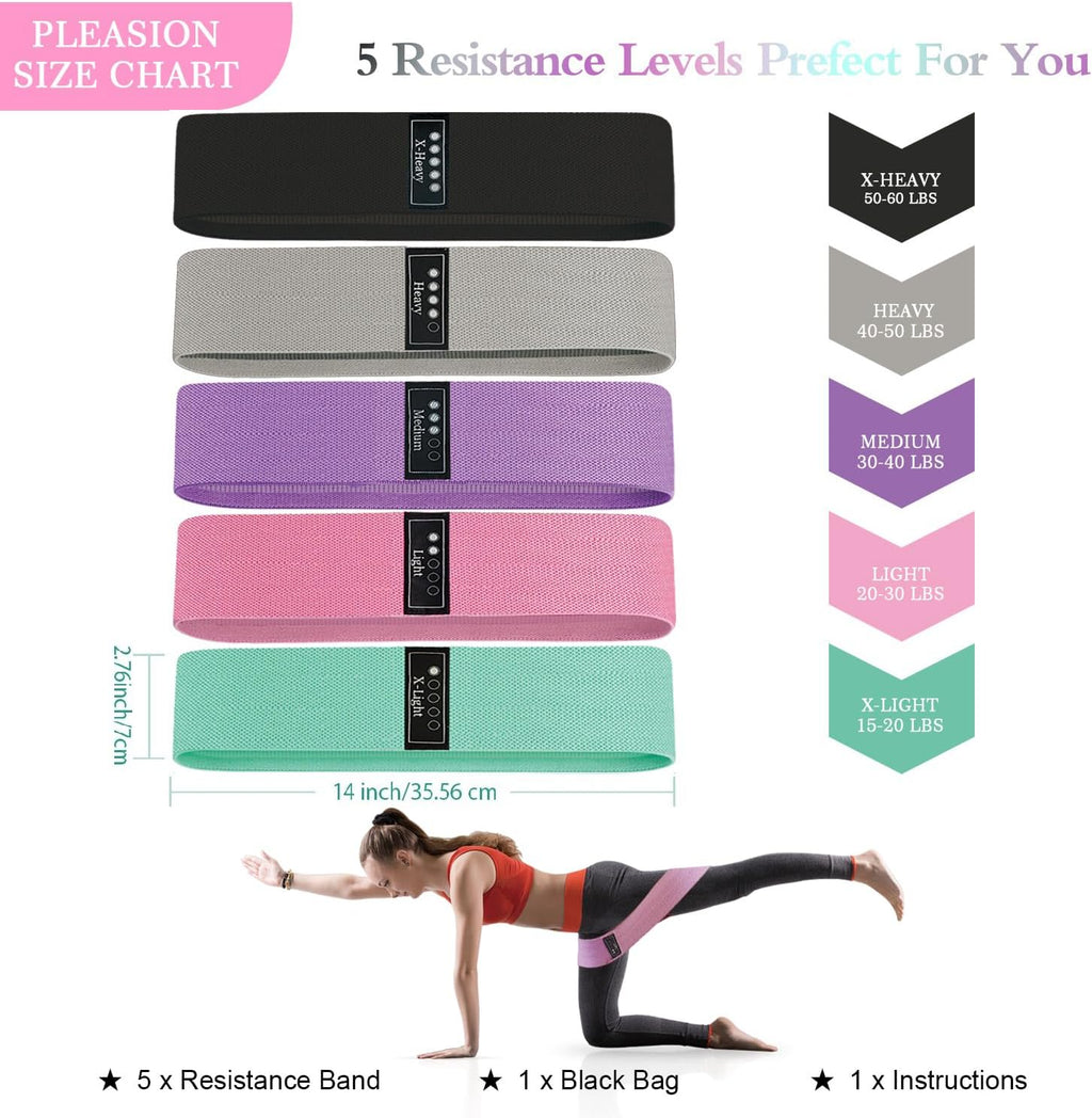Fabric Resistance Bands for Working Out, 5 Levels Booty Bands for Women Men, Cloth Workout Bands Resistance Loop Exercise Bands for Legs Butt at Home Fitness, Yoga, Pilates - view 6