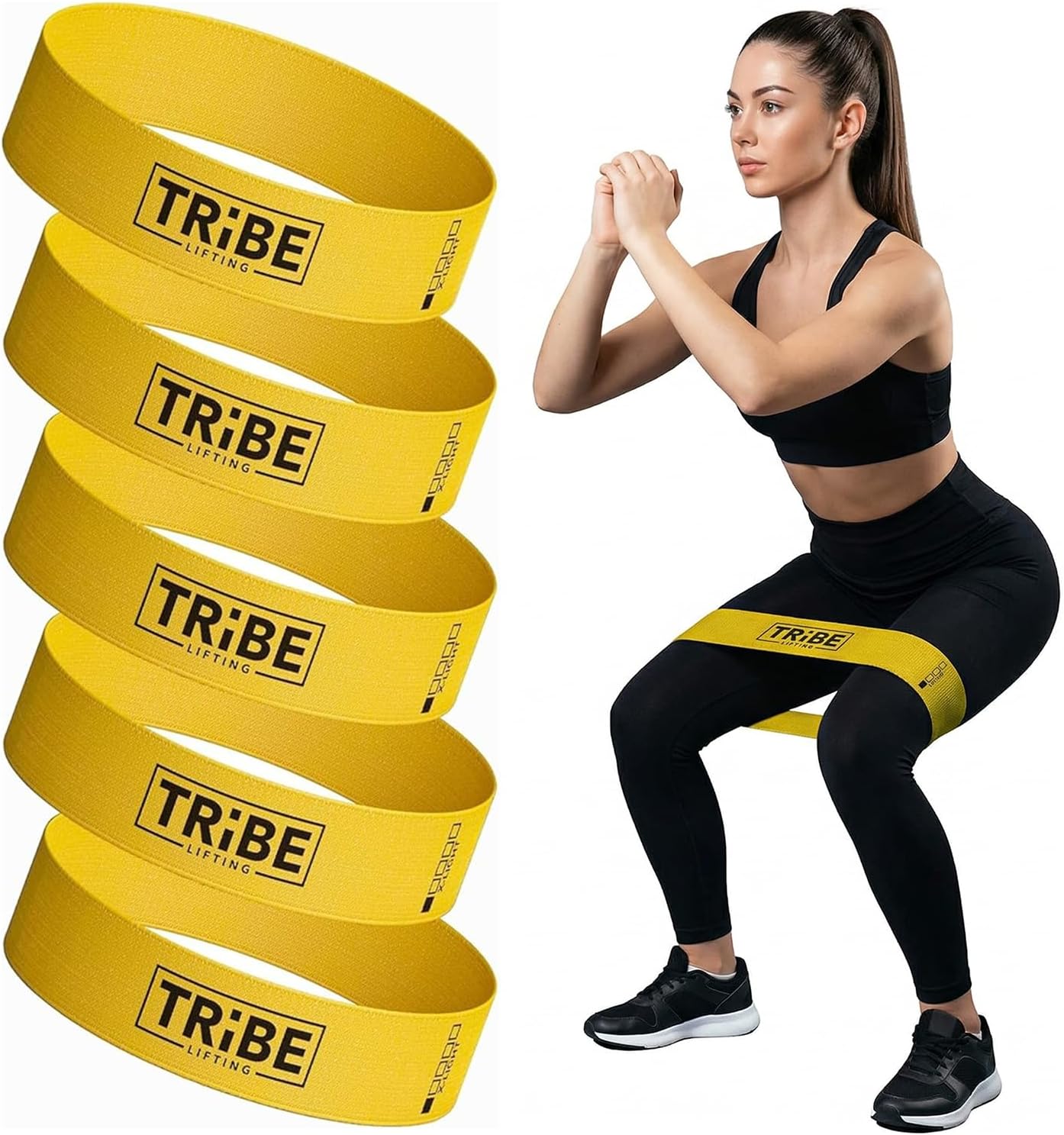 Fabric Resistance Bands for Working Out, 5-Band Set for Legs and Glutes | Booty bands for women and men, 5 resistance levels, for glute activation, hip training, squats, lunges and physical therapy - view 8