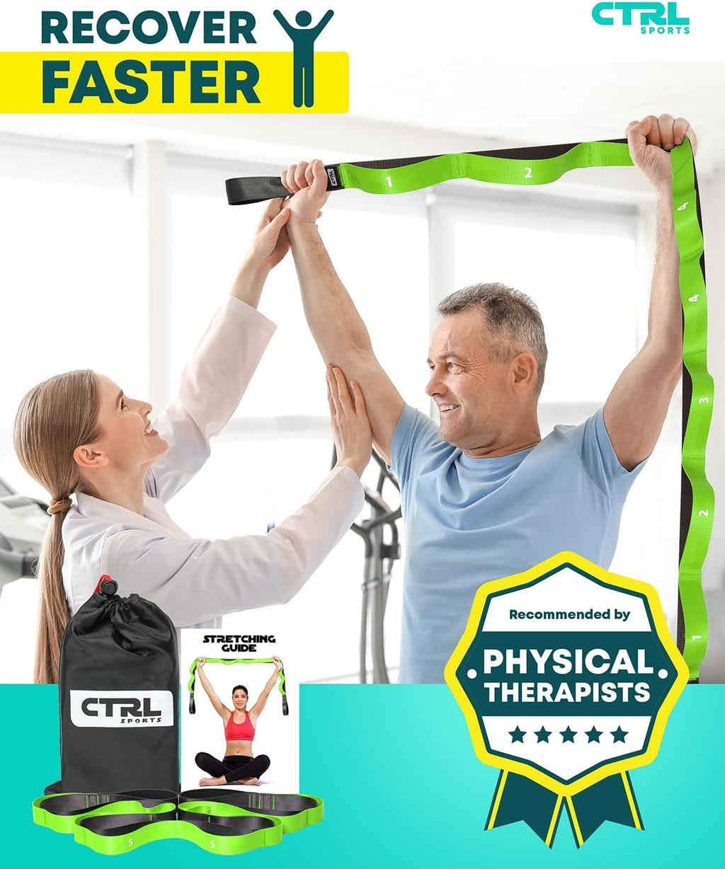 Stretching Strap with Loops, Non Elastic Stretch Band for Physical Therapy | Video Exercises Included - Yoga Strap for Stretching Equipment and Flexibility - view 5