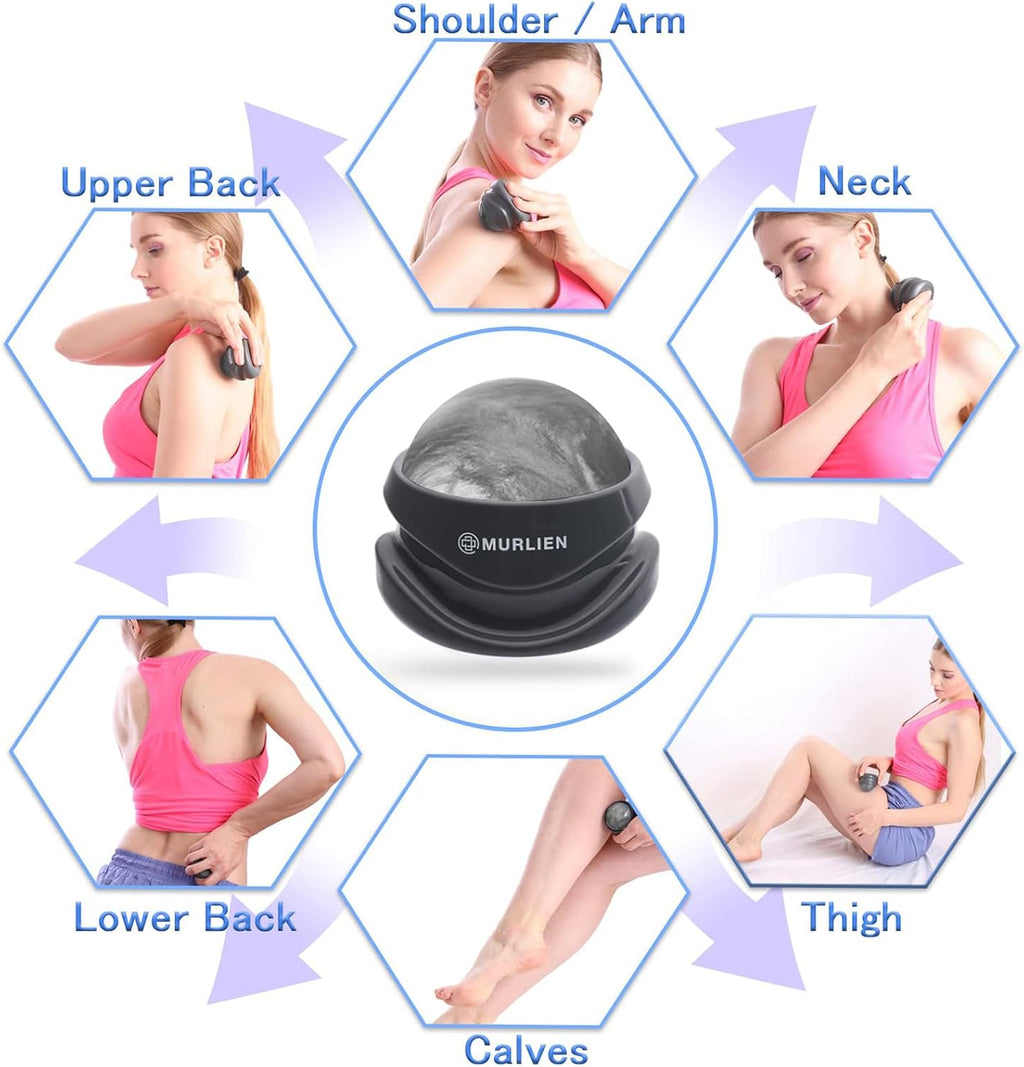 Massage roller ball, tight and sore muscles relief, manual massager, alleviating shoulder, arms, back, legs, calves or muscle tension - gray - view 4