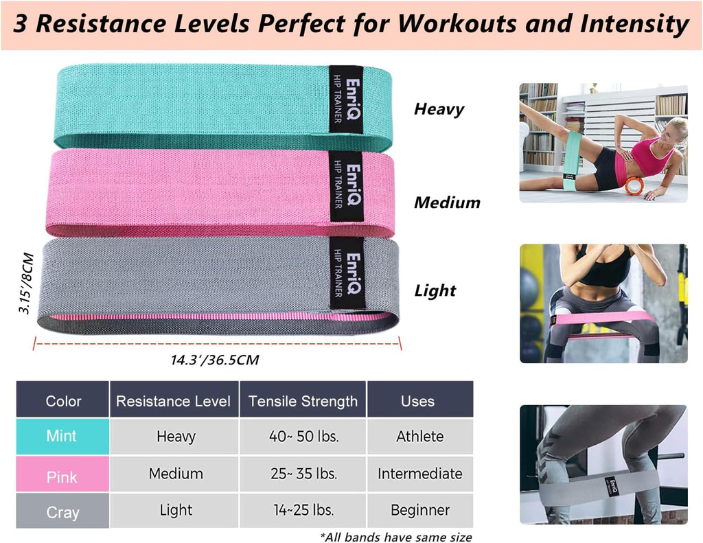 Booty Bands Fabric Resistance Bands for Legs and Butt - Non Slip Cloth Hip Bands Elastic Workout Bands - Activate Glutes and Thighs - Made of Premium Elastic Fabric - view 5