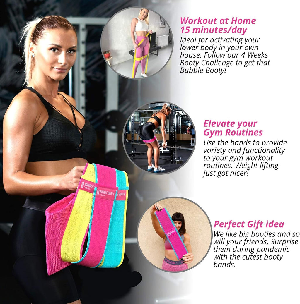3 Pack, Get Sexy and Slimmer with Non Slippery Fabric Resistance Booty Bands with Full Training Video, Ideal for Strength Building, Pilates, Rehab, Fitness, Pickleball Warm Up and Home Workout - view 2