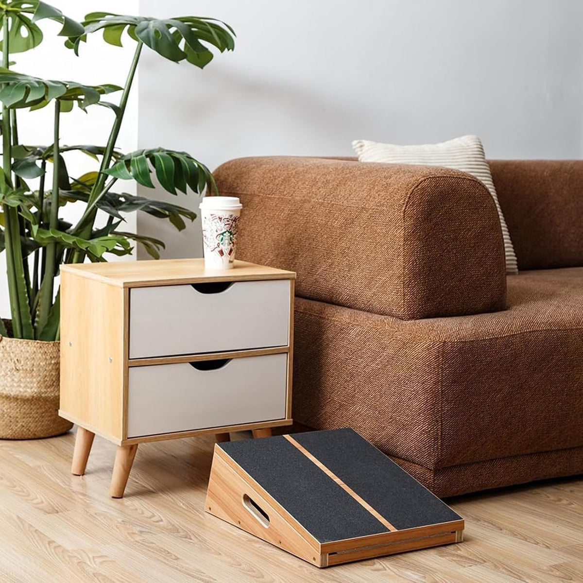 Wooden Slant Board, Adjustable Incline, Side Handles, Non-Slip | Standard and XL Sizes, Full or Partial Non-Slip Surfaces, Side Carry Handle, Calf and Ankle Stretching, Squats and Rehab - view 7