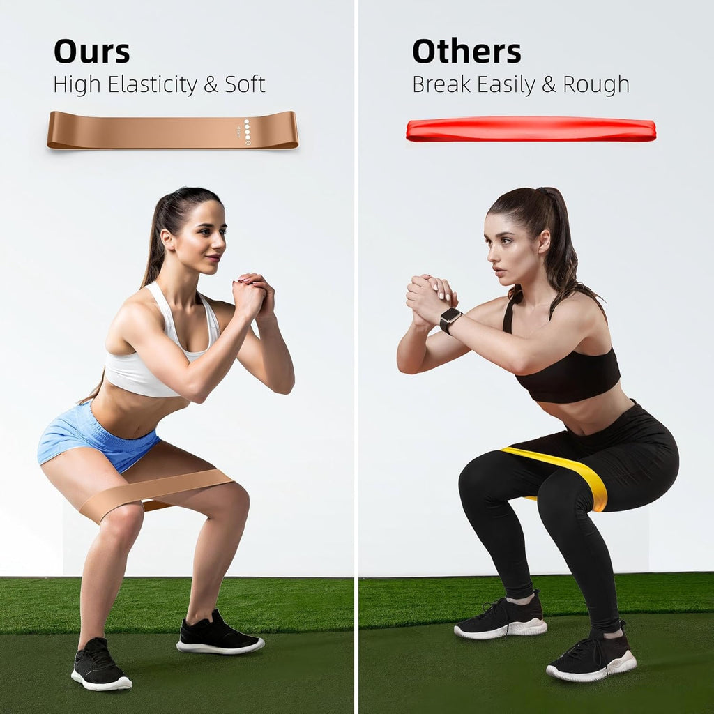 Resistance bands for working out, 5-pack elastic exercise bands for strength training, stretching, workout; home gym equipment for women men, pilates yoga physical therapy, leg glute arm exercise kit - view 4