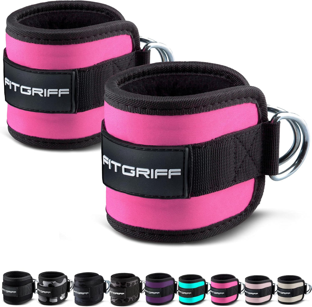 Ankle Straps V1 for Cable Machine (2 Pieces) - Gym Workout Equipment - Leg Pulley Attachment, Kickback Straps