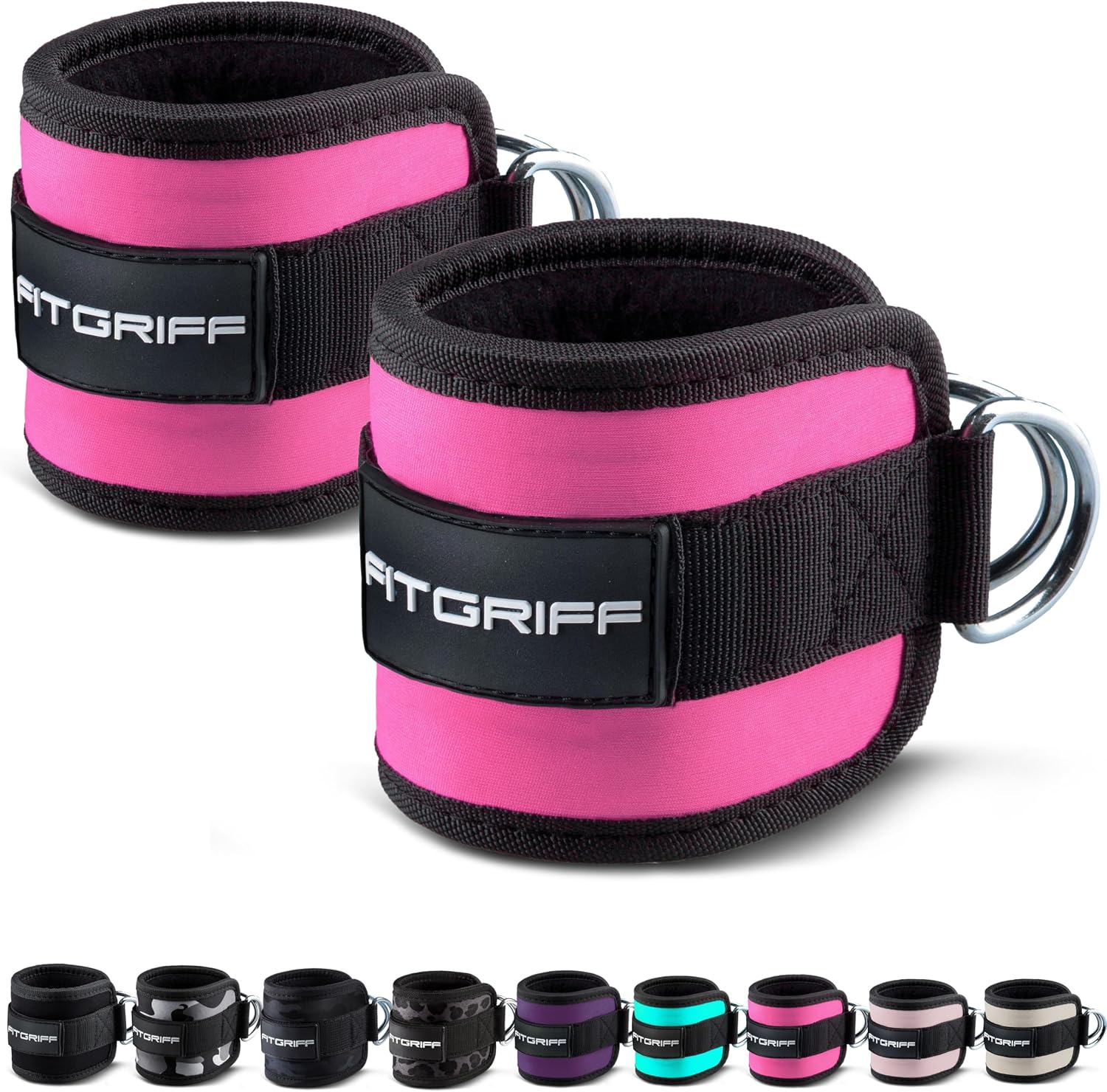 Ankle Straps V1 for Cable Machine (2 Pieces) - Gym Workout Equipment - Leg Pulley Attachment, Kickback Straps