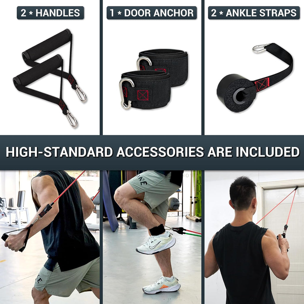 Resistance bands with handle set - for men and women, workout bands for strength exercise, with handles, door anchor & ankle straps, for rehab, yoga and fitness - view 6
