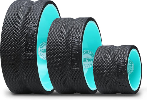 3 pack back roller - yoga wheel for back pain relief & stretching, back wheel for deep tissue massage, foam roller for physical therapy & exercise | blue
