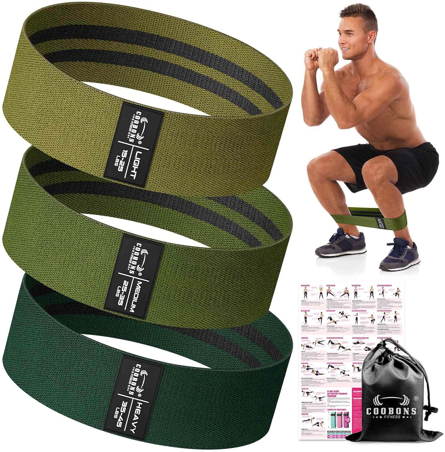 Fabric Resistance Bands for Working Out | Exercise Bands for Women and Men, Booty Bands for Legs and Glute, Yoga, Pilates, Rehab, Fitness and Home Workout - view 7