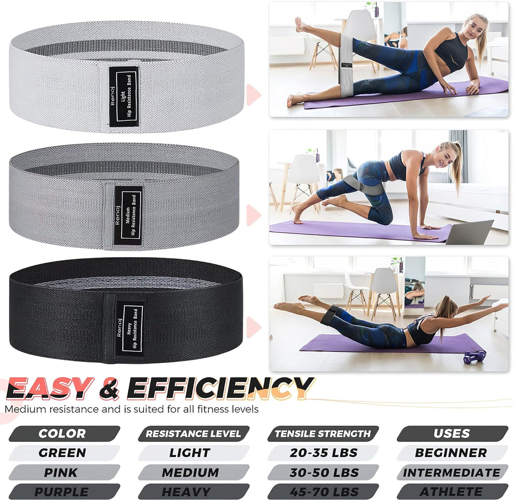 Resistance Bands for Working Out: 3-Set Professional Exercise Bands for Pilates, Yoga, Home Gym, Booty, Leg Training | Heavy/Medium/Light Fabric Loops for Women Men - view 7
