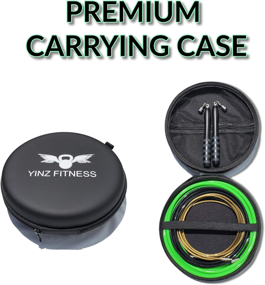Rope - weighted jump rope set with 3 interchangeable cables, professional handles and premium carrying case, get fit and get lean in 2020 with this home workout bundle - view 3