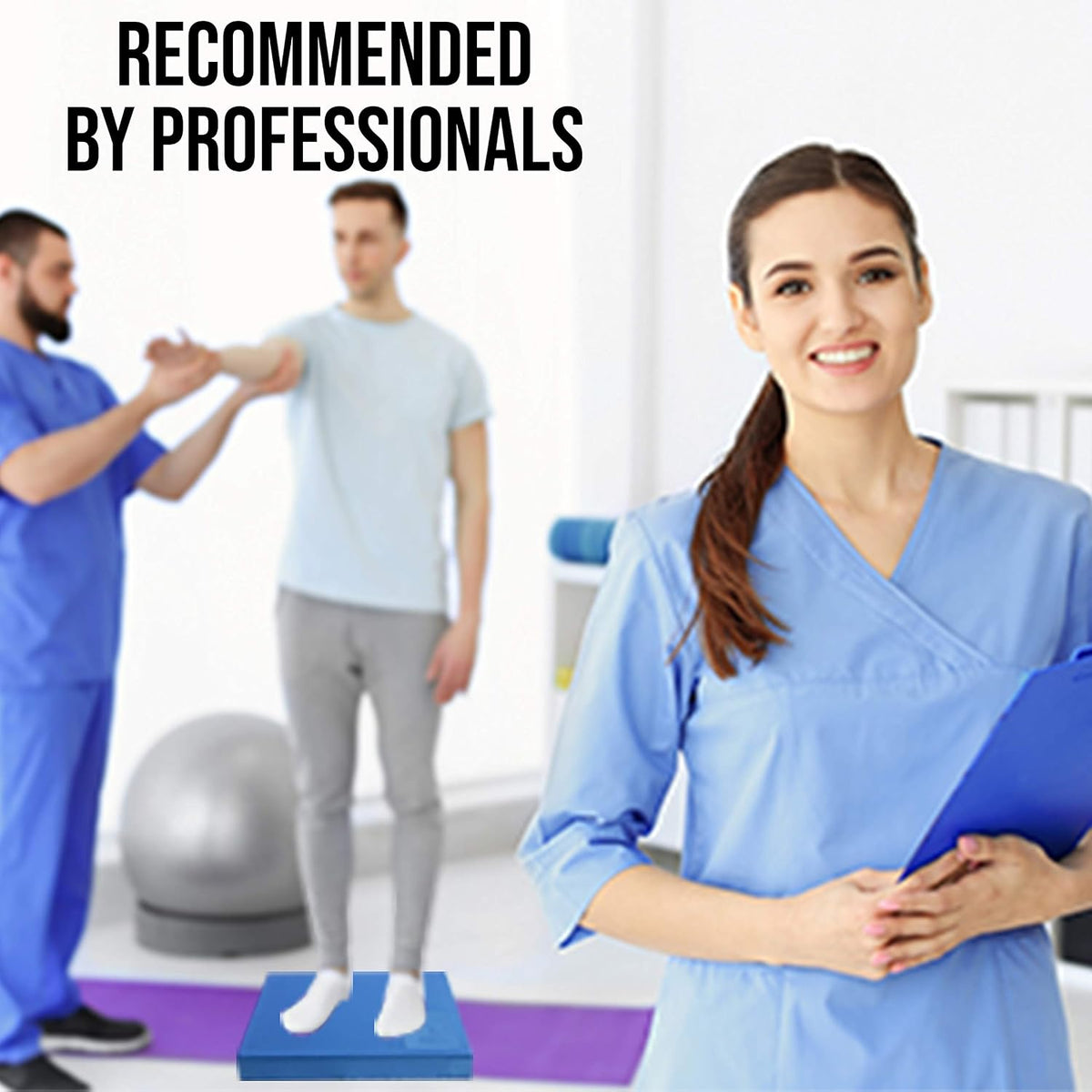 XL foam balance pad - extra large balance pad for physical therapy | rehab & ankle recovery, lower back/knee pain - X large wobble board cushion. FREE strap & BONUS eBook - view 3