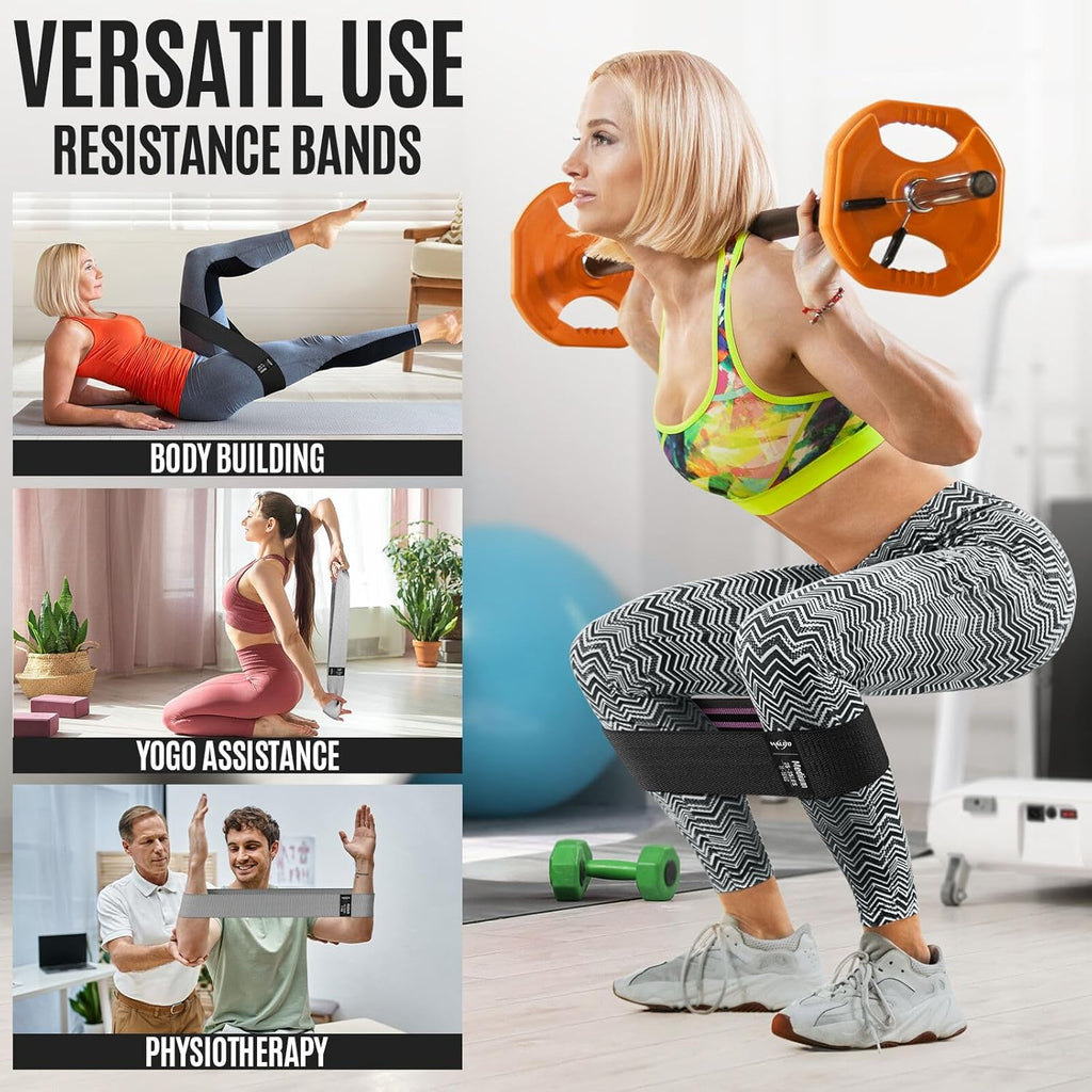 Resistance Bands for Working Out, Fabric Exercise Bands for Legs and Butt, Workout Bands for Women and Men, Booty Band for Yoga Starter Set, Pilates, Rehab, Fitness and Home Workout - view 5
