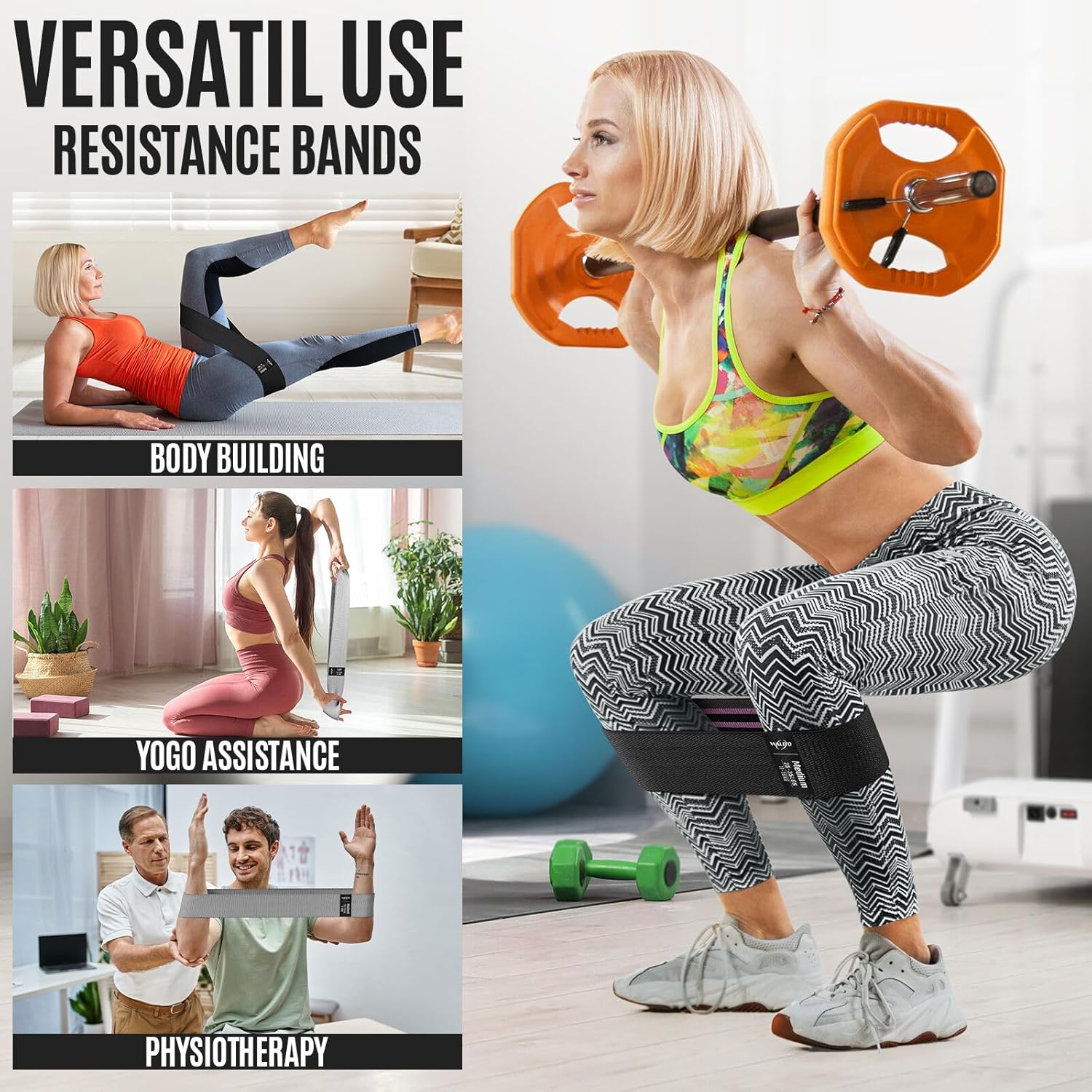 Resistance Bands for Working Out, Fabric Exercise Bands for Legs and Butt, Workout Bands for Women and Men, Booty Band for Yoga Starter Set, Pilates, Rehab, Fitness and Home Workout - view 5