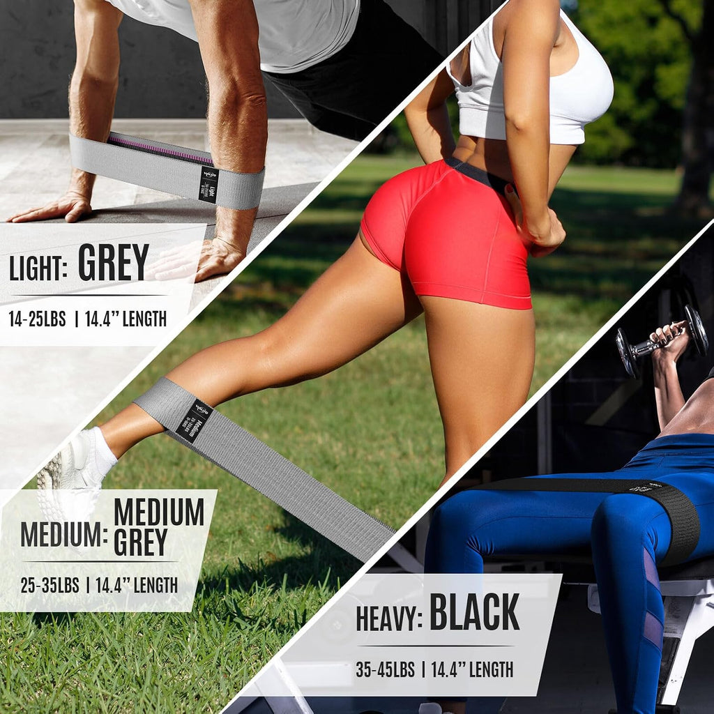 Resistance Bands for Working Out, Fabric Exercise Bands for Legs and Butt, Workout Bands for Women and Men, Booty Band for Yoga Starter Set, Pilates, Rehab, Fitness and Home Workout - view 7