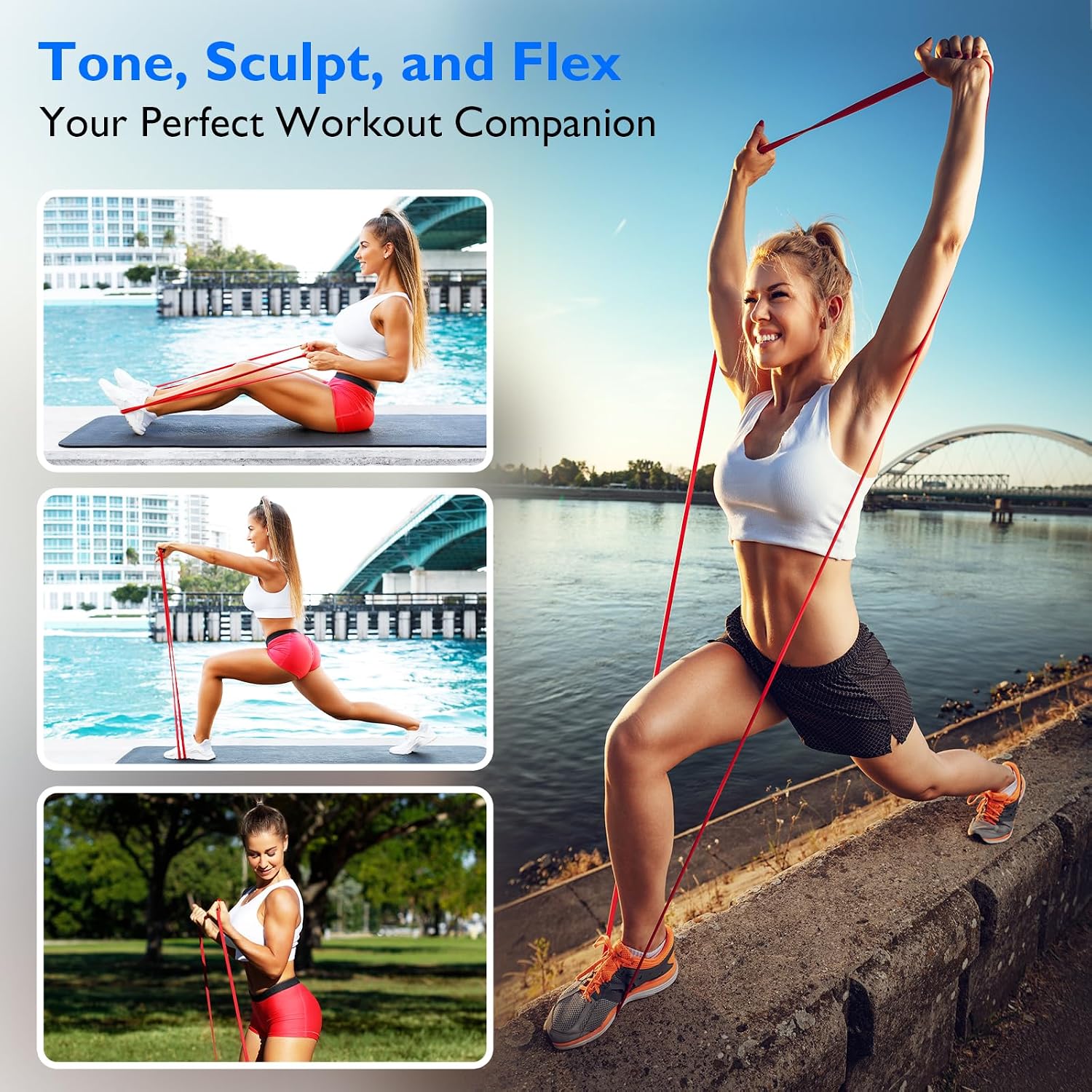 Resistance Bands Set, Pull Up Assist Bands for Strength Training, Pilates, Yoga, Powerlifting, Stretching, Mobility Exercises, Muscle Toning, Full Body Workout - view 4