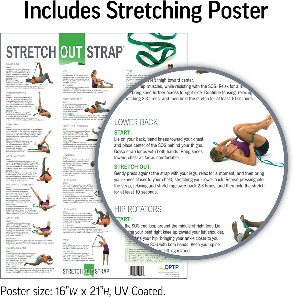 The Original Stretch Out Strap with Exercise Poster, USA Made Top Choice Stretch Out Straps for Physical Therapy, Yoga Stretching Strap or Knee Therapy Strap - view 6