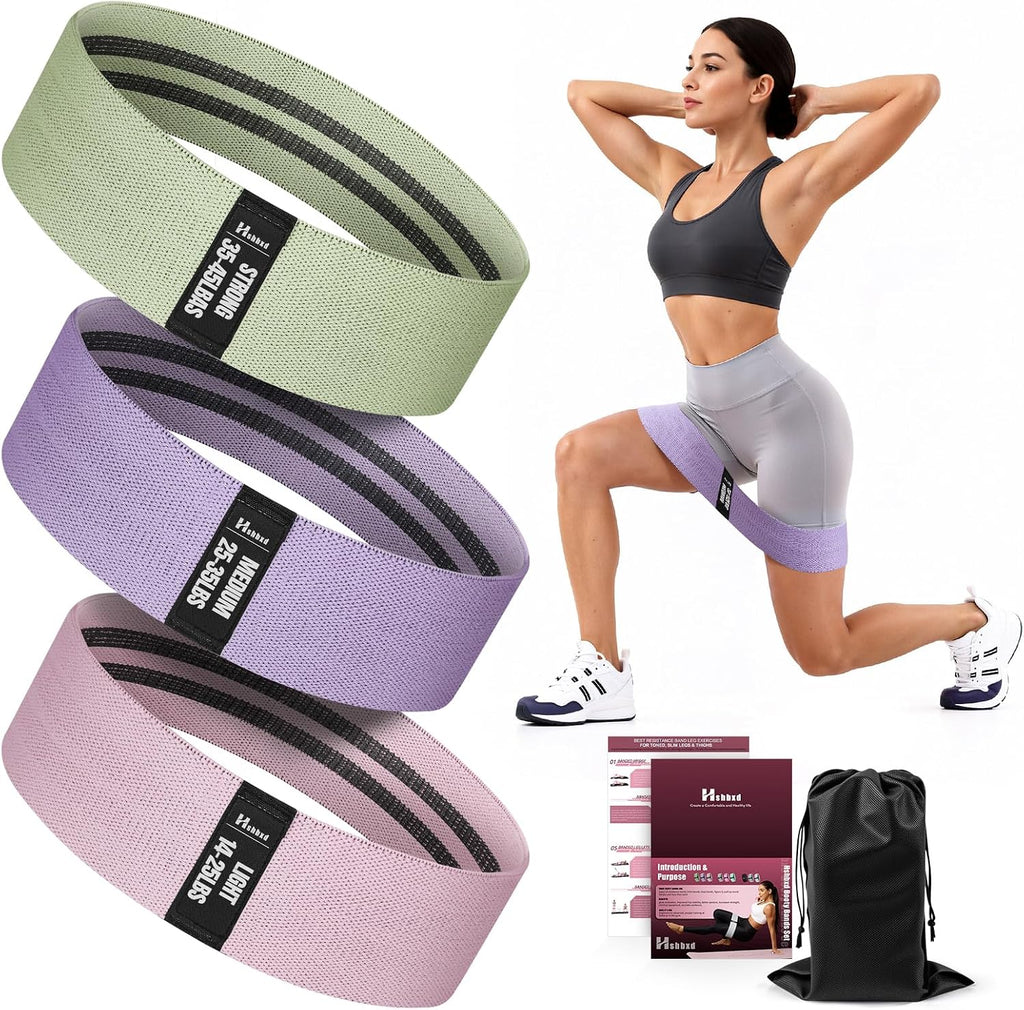 Fabric Resistance Band Set with Exercise Guide, 3 Levels for Hip and Glute | For women and men; 3 resistance levels with an exercise guide for legs, squats, yoga, fitness, and physical therapy - view 8