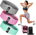 Fabric Resistance Band Set with Exercise Guide, 3 Levels for Hip and Glute | For women and men; 3 resistance levels with an exercise guide for legs, squats, yoga, fitness, and physical therapy