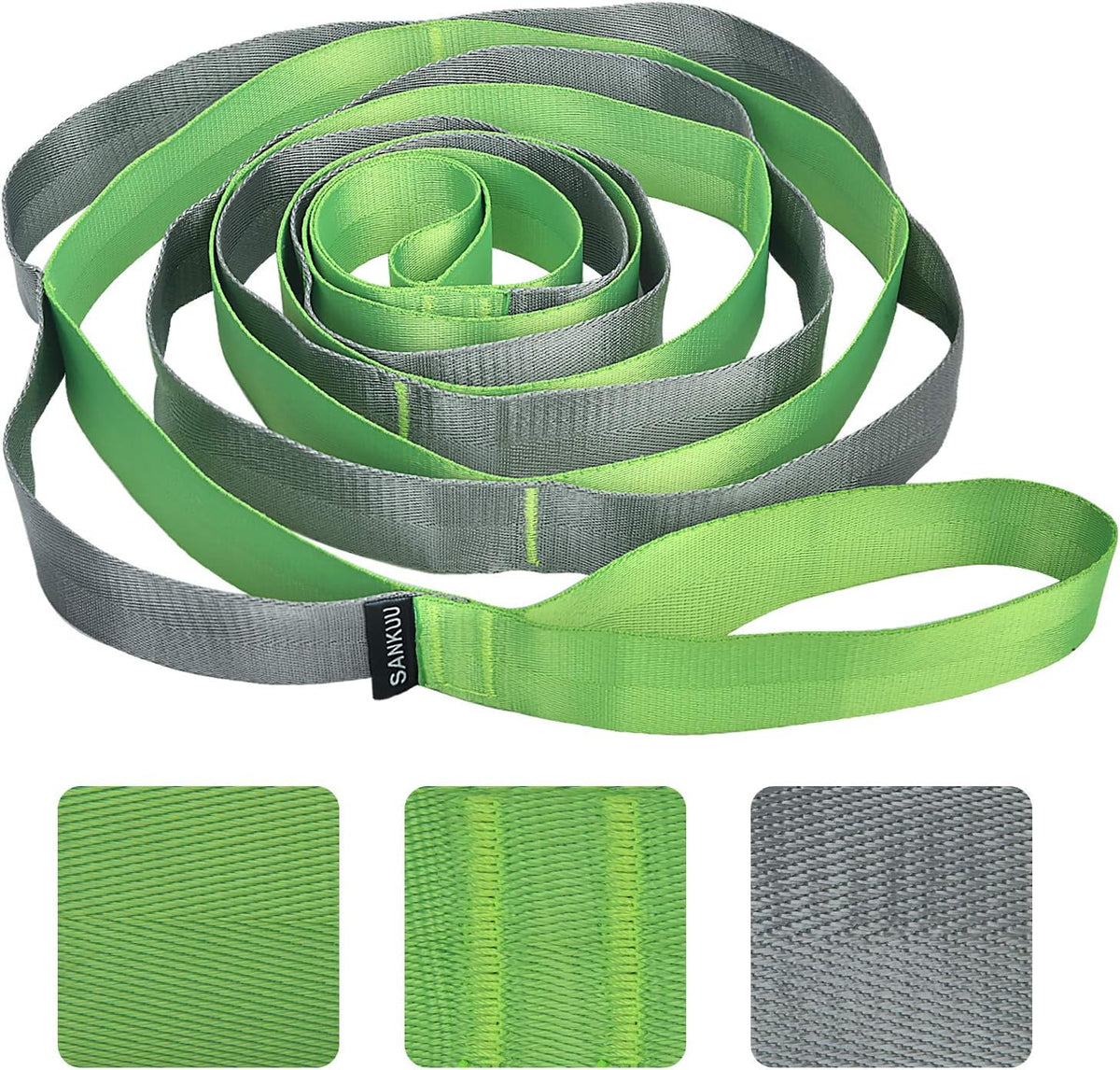 Yoga Straps Stretching Strap with 12 Loops Workout Poster, Straps for Stretching Physical Therapy Equipment Long Stretch Out Bands for Exercise, Pilates and Gymnastics for Women Men - view 5