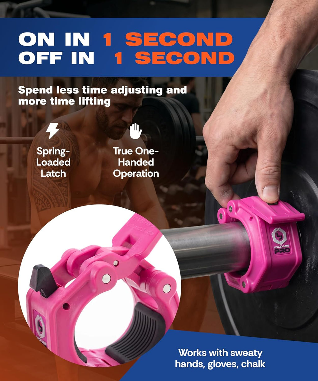 Lock-Jaw PRO 2 Barbell Collars/Clamps, 2"/50mm Olympic Bars | Heavy Duty Bar Clamps, Secure Weight Hold, Strength Training & Home Gym, Gym Accessories, Barbell Clamps, Quick Release - view 3