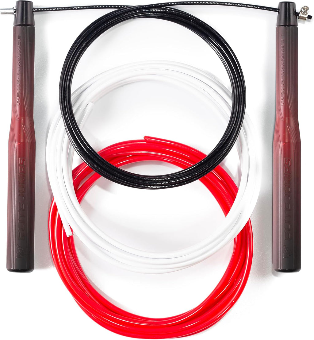 Elite Jumps Sports Performance Speed Jump Rope Bundle | High-performance speed rope. Aluminium 6.5-inch handles. For aerobic exercise and cardio.