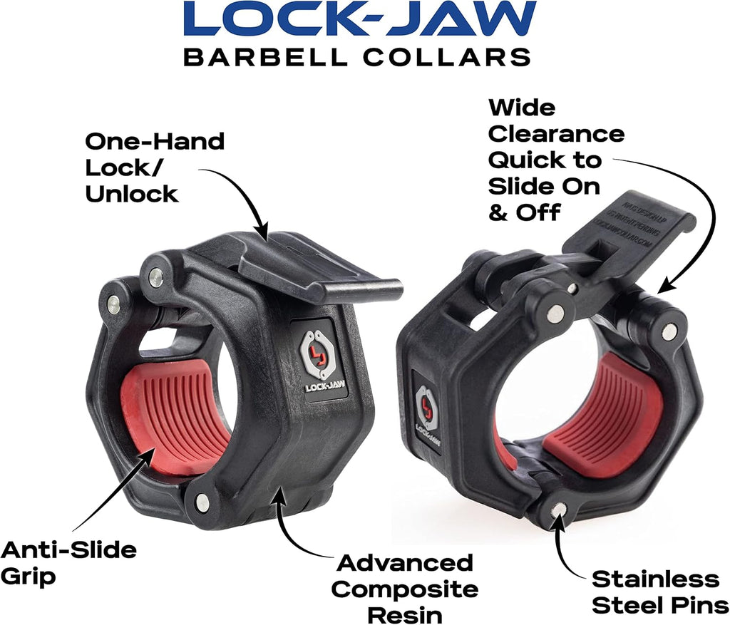 Lock-Jaw OLY 2 Barbell Collars & Clamps, 2"/50mm Olympic Bars | Heavy Duty Bar Clamps, Secure Weight Hold, Strength Training & Home Gym, Gym Accessories, Barbell Clips, Quick Release, 2 pcs - view 3
