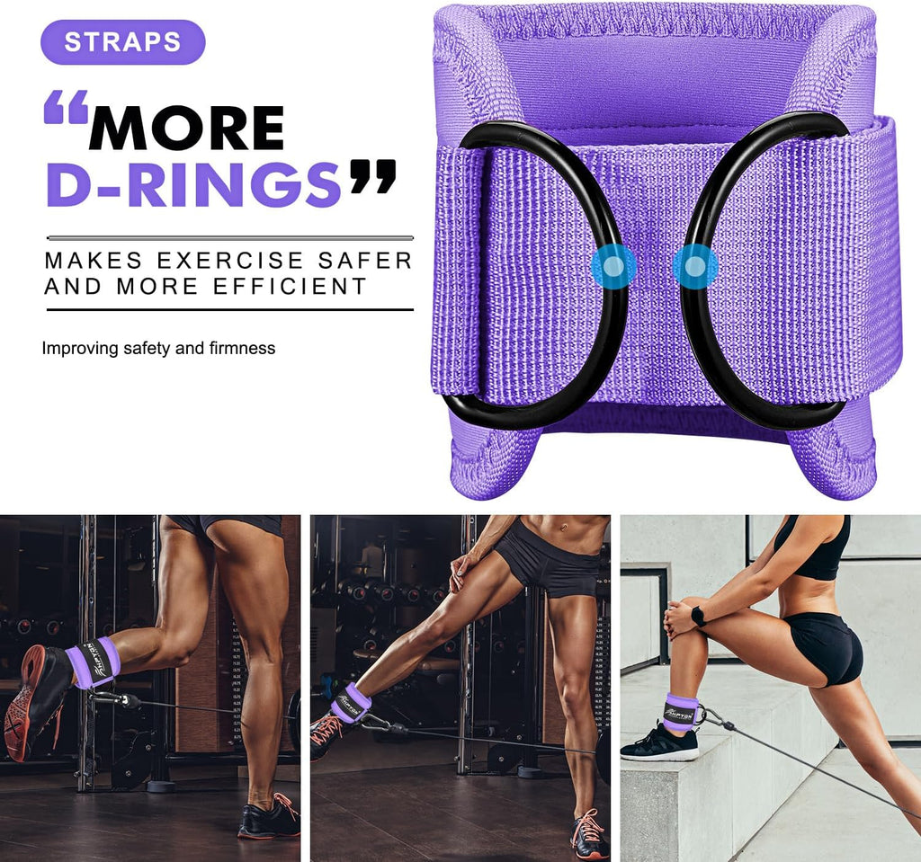 Ankle Strap for Cable Machine, Padded Ankle Straps for Cable Machine Kickbacks, Glute Workouts, Leg Extensions, Curls, Booty Hip Abductors Exercise, Adjustable Comfort Ankle Cuff for Gym - view 3