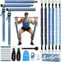 Upgraded pilates bar kit with resistance bands natural latex for women & men, heavy-duty stainless steel multifunctional yoga pilates stick for home gym exercise fitness equipment full-body workouts