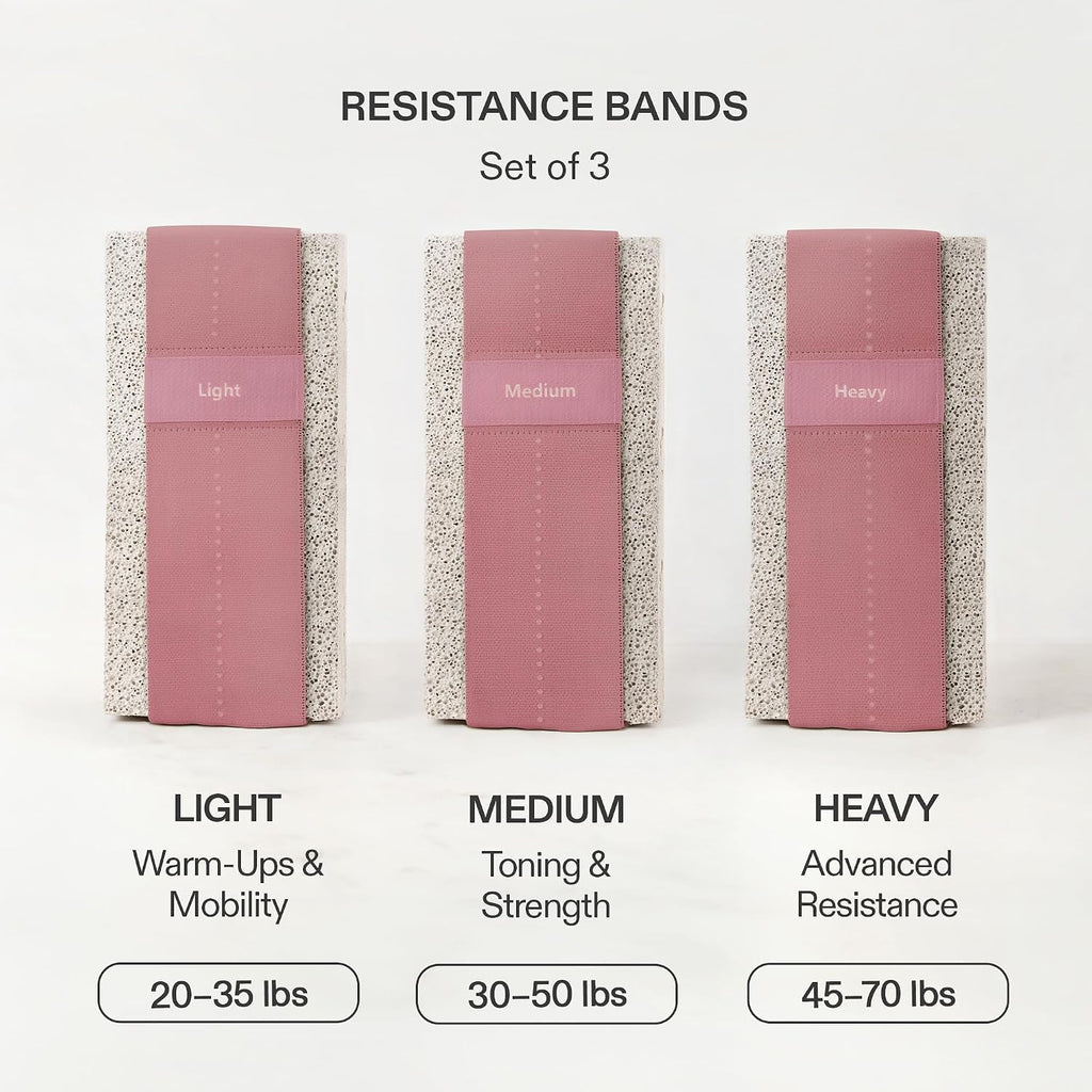 Premium Loop Resistance Bands Set - Non Slip Fabric Booty Bands for Glutes & Legs (Light, Medium, Heavy) | Hip Bands for Pilates, Strength Training & Home Workouts - view 3