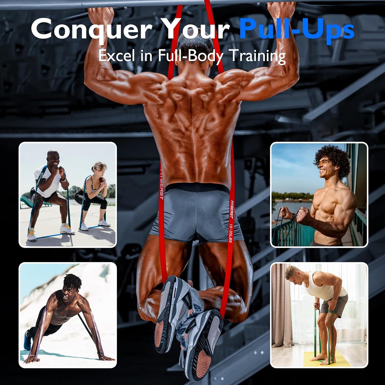 Resistance Bands Set, Pull Up Assist Bands for Strength Training, Pilates, Yoga, Powerlifting, Stretching, Mobility Exercises, Muscle Toning, Full Body Workout - view 3