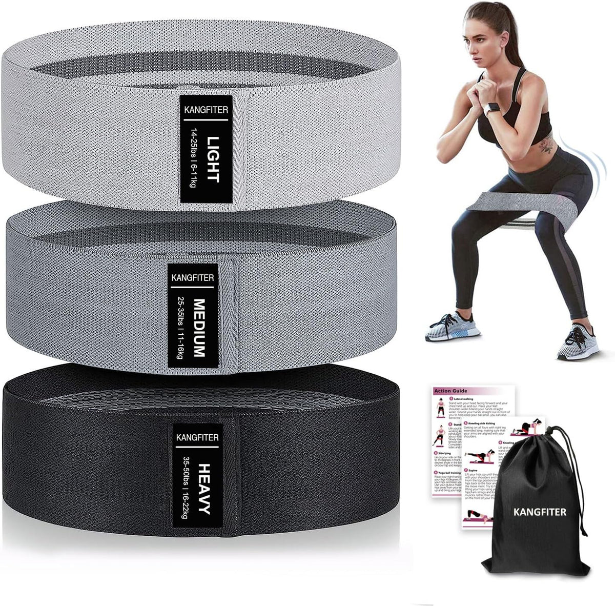 Non-Slip Fabric Resistance Bands for Working Out 3 Levels | Loop Exercise Bands for Booty Leg Butt Glute Hip, Elastic Stretch Workout Bands for Women Men Home Gym Fitness Yoga Pilates - view 6