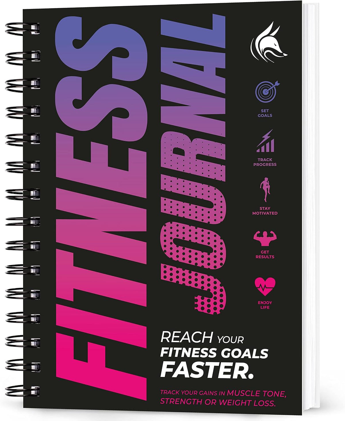 Fitness Journal Bundle, Workout Log Planner 2 Pink & Dark Purple | A5 daily fitness notepad, Spiral bound cover, Thick pages, For women and men, training, weight loss, gym, lifting, diet - view 5