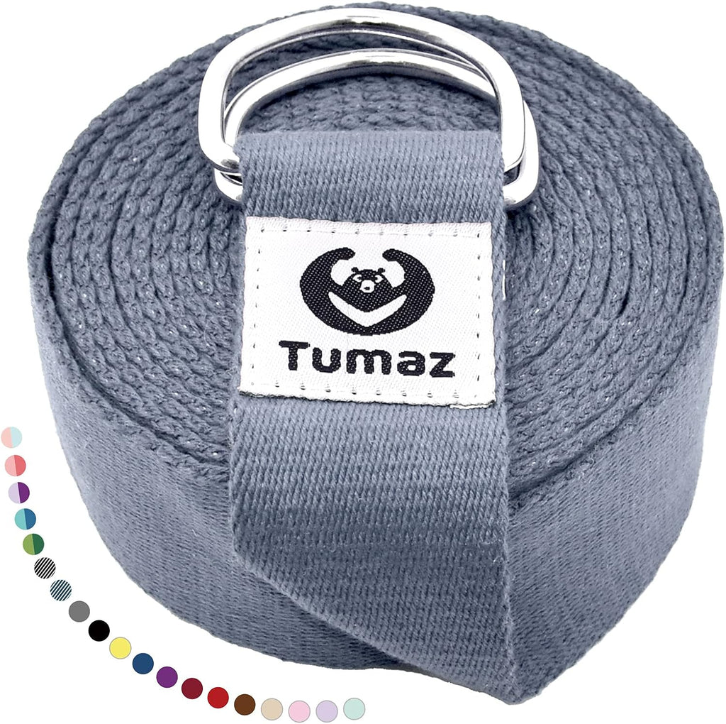 Yoga Strap for Stretching with Adjustable D-Ring, 6/8/10 ft | Adjustable D-Ring | Soft Cotton Blend | 15+ Colors | Non-Elastic Yoga Belt for Pilates Stretching & Physical Therapy