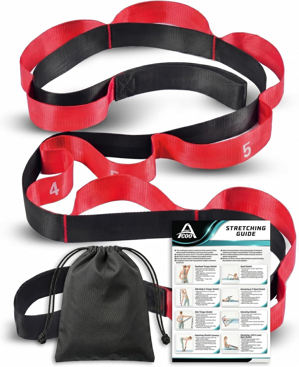 Stretching Strap with Loops for Physical Therapy,Knee,Calf,Back | Yoga Strap for Stretching,Non-Elastic Stretch Band,Rehab,Pilates,Flexibility Training,Hamstring,Leg Lifter,Fascia,Hip - view 2