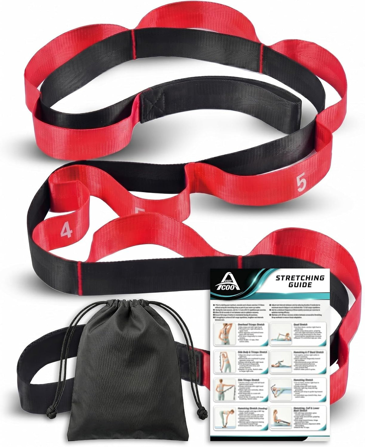Stretching Strap with Loops for Physical Therapy,Knee,Calf,Back | Yoga Strap for Stretching,Non-Elastic Stretch Band,Rehab,Pilates,Flexibility Training,Hamstring,Leg Lifter,Fascia,Hip - view 2