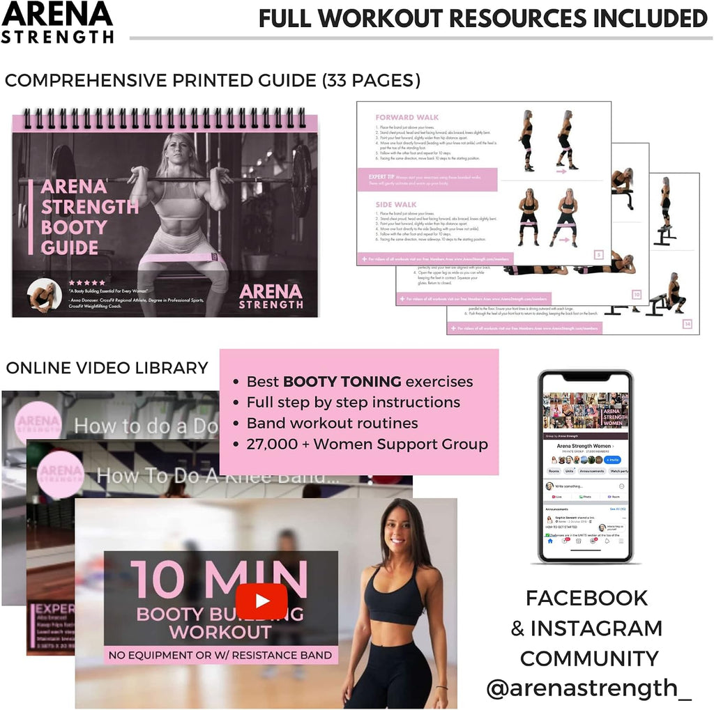 Fabric Booty Bands - Fabric Exercise Bands for Legs and Butt | Fabric Resistance Bands | Hip Resistance Bands with Workout Guide and Carry Case - view 4