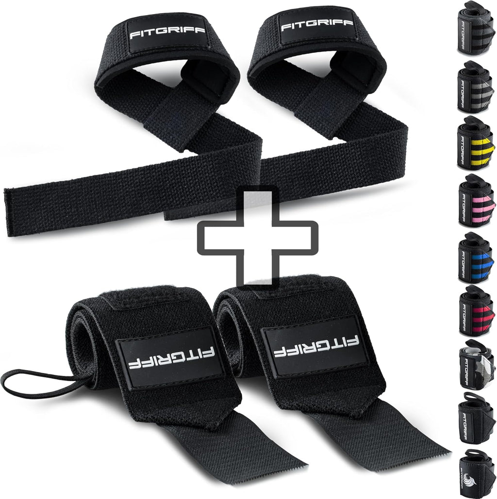 Lifting Straps & Wrist Wraps (Bundle) Superior Support for Weightlifting & Gym Workouts - for Men and Women - view 3