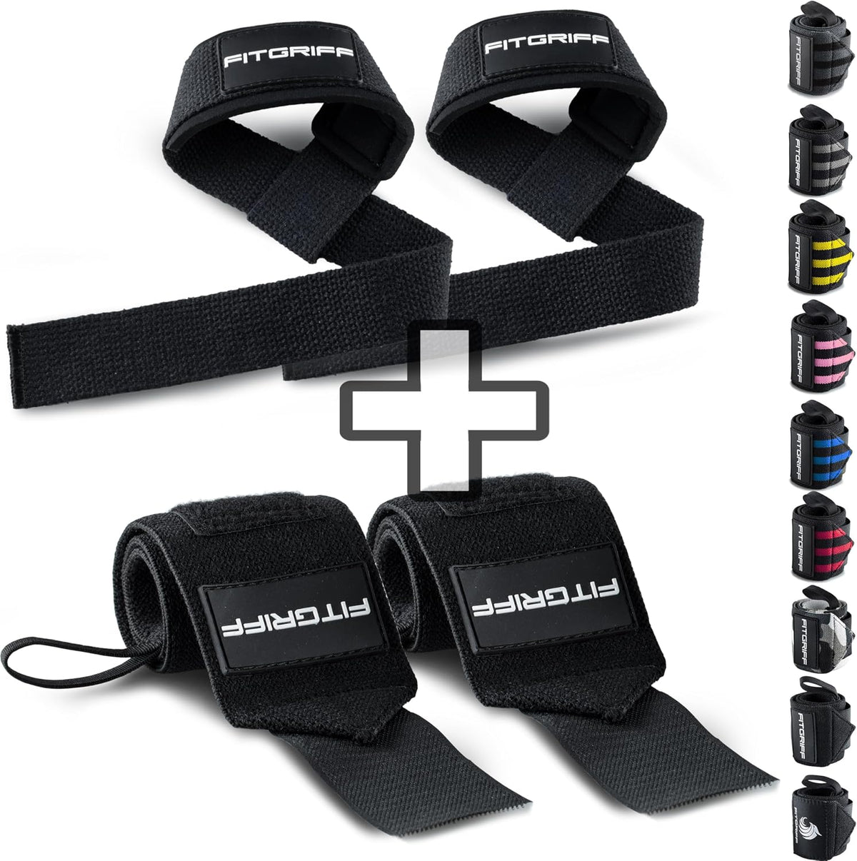 Lifting Straps & Wrist Wraps (Bundle) Superior Support for Weightlifting & Gym Workouts - for Men and Women - view 3