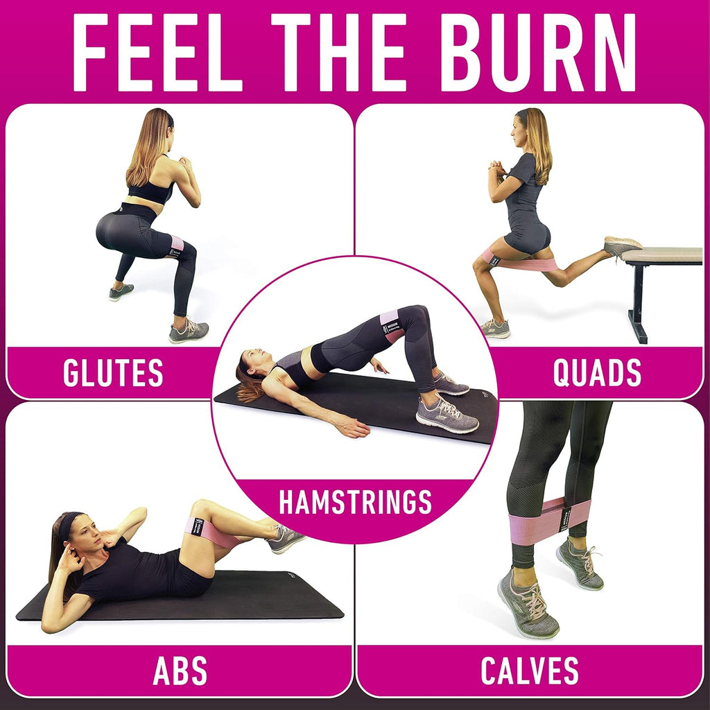 Resistance bands for working out with workout bands guide. 4 booty bands for women men fabric elastic bands for exercise bands resistance bands for legs bands for working out hip thigh glute bands set - view 6