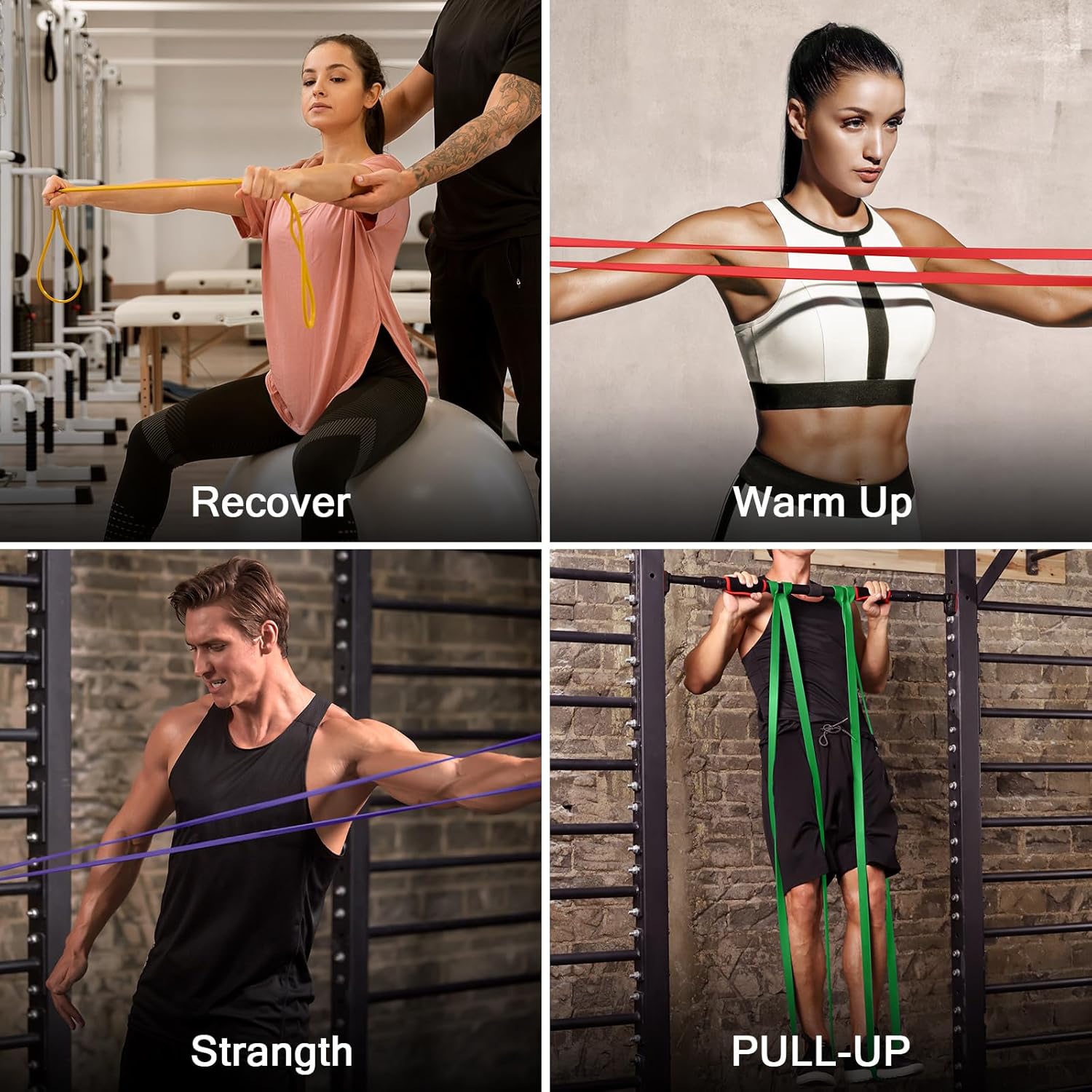 5 packs pull up assist bands, pull up straps, resistance bands with door anchor and handles, stretch mobility, powerlifting and extra durable exercise bands with eguide - view 8