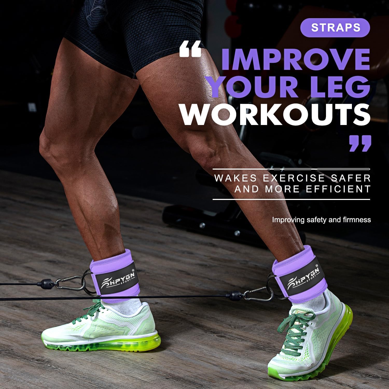Ankle Strap for Cable Machine, Padded Ankle Straps for Cable Machine Kickbacks, Glute Workouts, Leg Extensions, Curls, Booty Hip Abductors Exercise, Adjustable Comfort Ankle Cuff for Gym - view 4