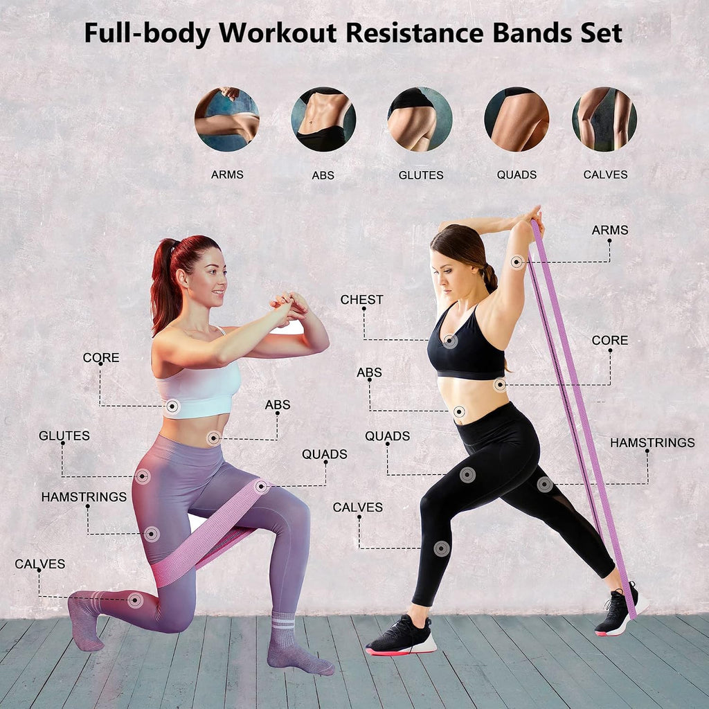 Fabric Resistance Bands for Working Out, 3 and 4 Levels Booty Bands Long Resistance Bands for Women and Men | Elastic Bands for Exercise Bands Resistance Workout Bands Resistance - view 3
