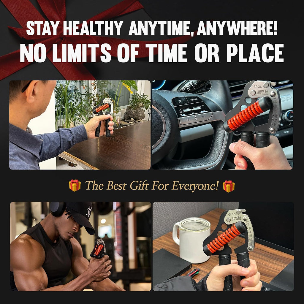 IRON GRIP Grip Strength Trainer Hand Gripper Forearm Strengthener Metal | Silent durable adjustable hand strengthening device, Hand exerciser squeezers, arm wrestling training equipment, grip trainer - view 7