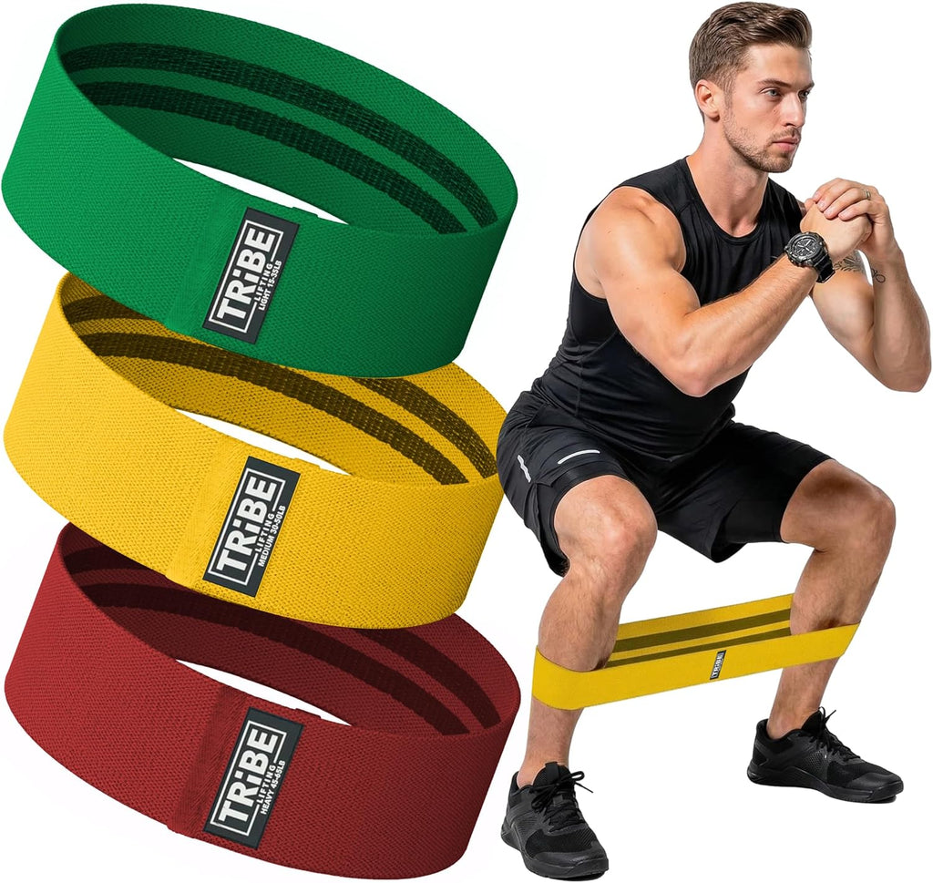 Fabric Resistance Bands for Working Out, 3-Pack for Legs and Glutes | Booty bands for women and men, non-slip grip, 3 resistance levels, for squats, lunges, hip thigh training, glute activation - view 5