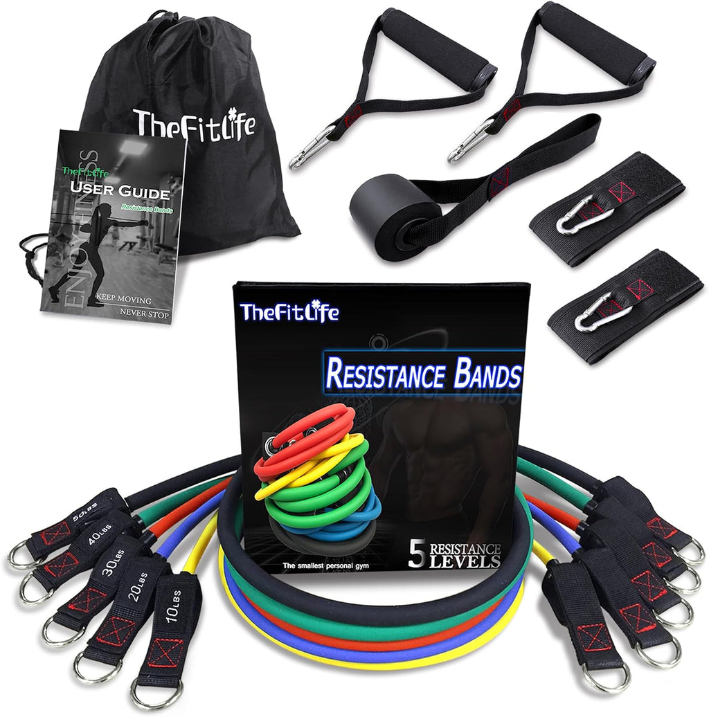 Resistance bands with handle set - for men and women, workout bands for strength exercise, with handles, door anchor & ankle straps, for rehab, yoga and fitness